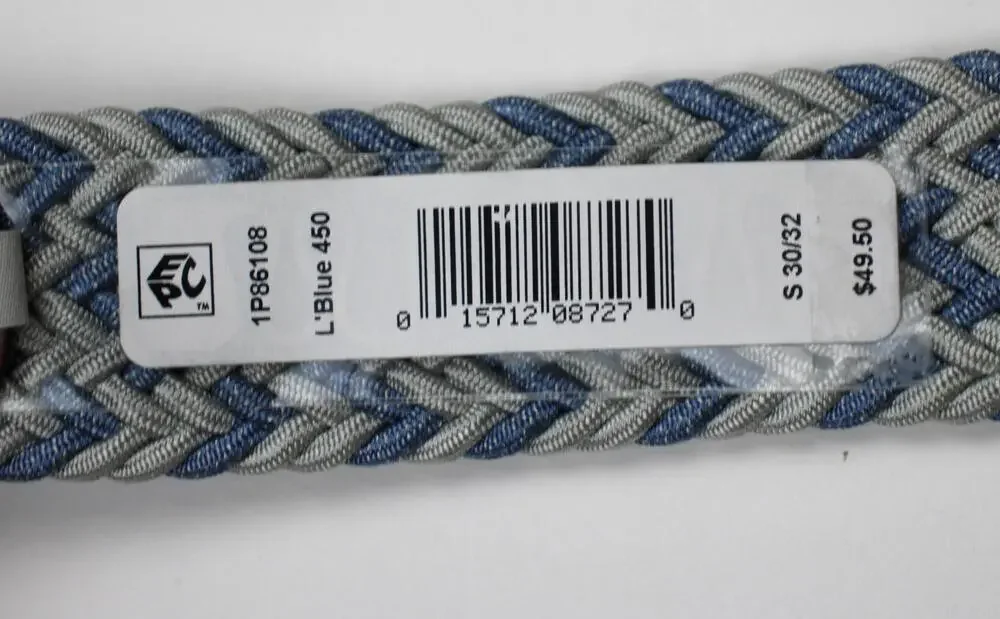 Perry Ellis Portfolio Belt Mens Size S 30-32 Blue Braided Stretch Leather New